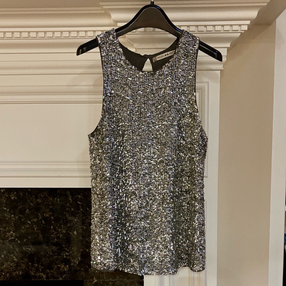 Chelsea & Violet sequin silver tank top sz.S